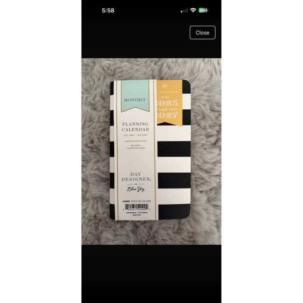 New Blue Sky Day Designer Striped Organization Monthly Planner 2025 2026 2027